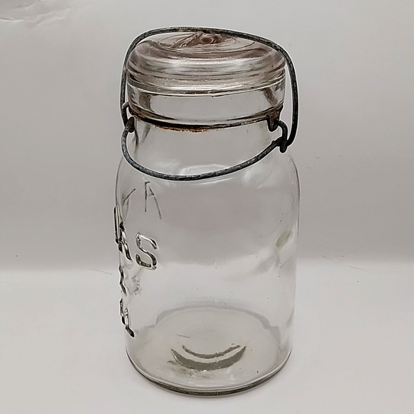Vintage Atlas E-Z Seal Mason Clear Glass Quart Jar - Picture 2 of 6